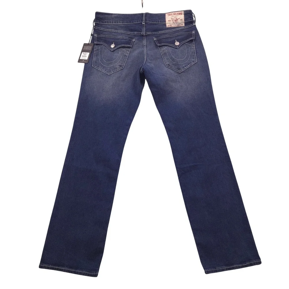 NWT True Religion Ricky Relaxed Straight Jeans Dark Humid Wash Mens 34x34 108374